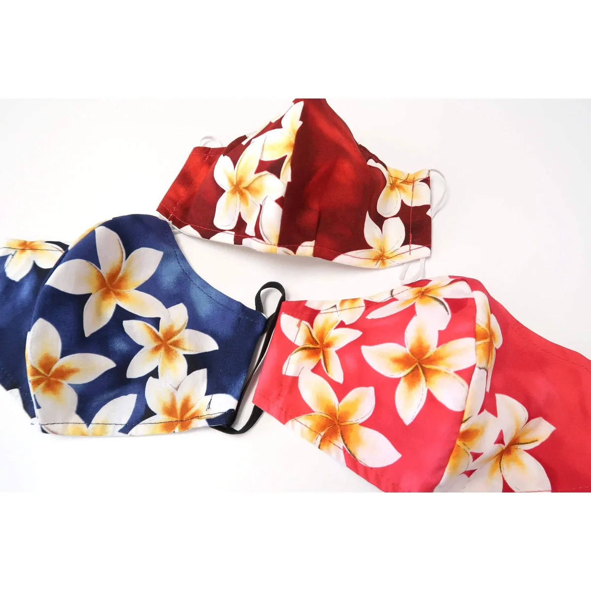 Mask Only Plumeria Print Reusable Hawaiian Mask-3 layers M192