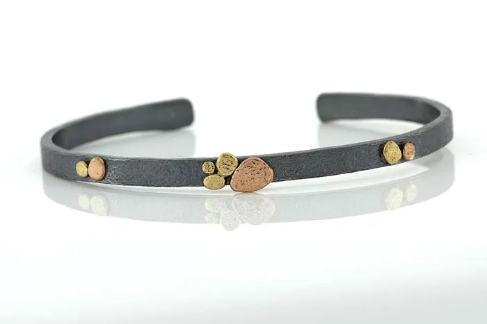 Medium Cuff Bracelet with Pebbles Cluster