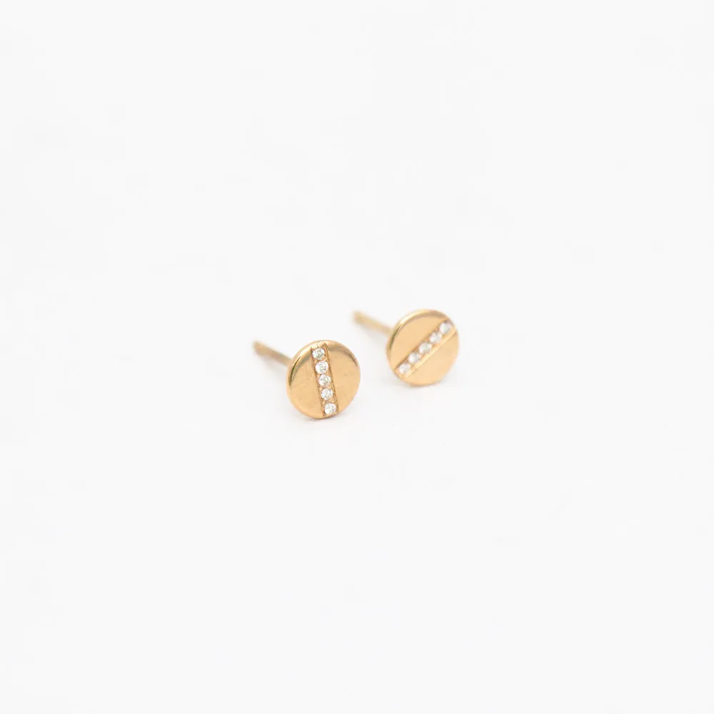 Midi Bitty Pavé Diamond Line Disc Studs