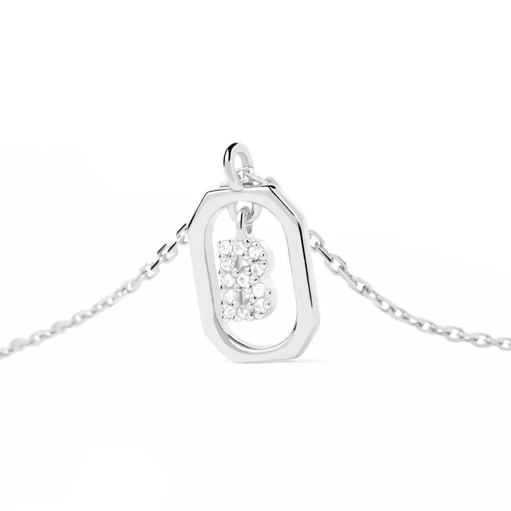 Moissanite Initial B Dangle Pendant Necklace