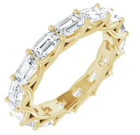 MUZU 5 Carat Emerald-Cut Diamond Eternity Ring Yellow Gold 30 pointer G Color VS1 Clarity Shared Prong Band By Mike Nekta NYC