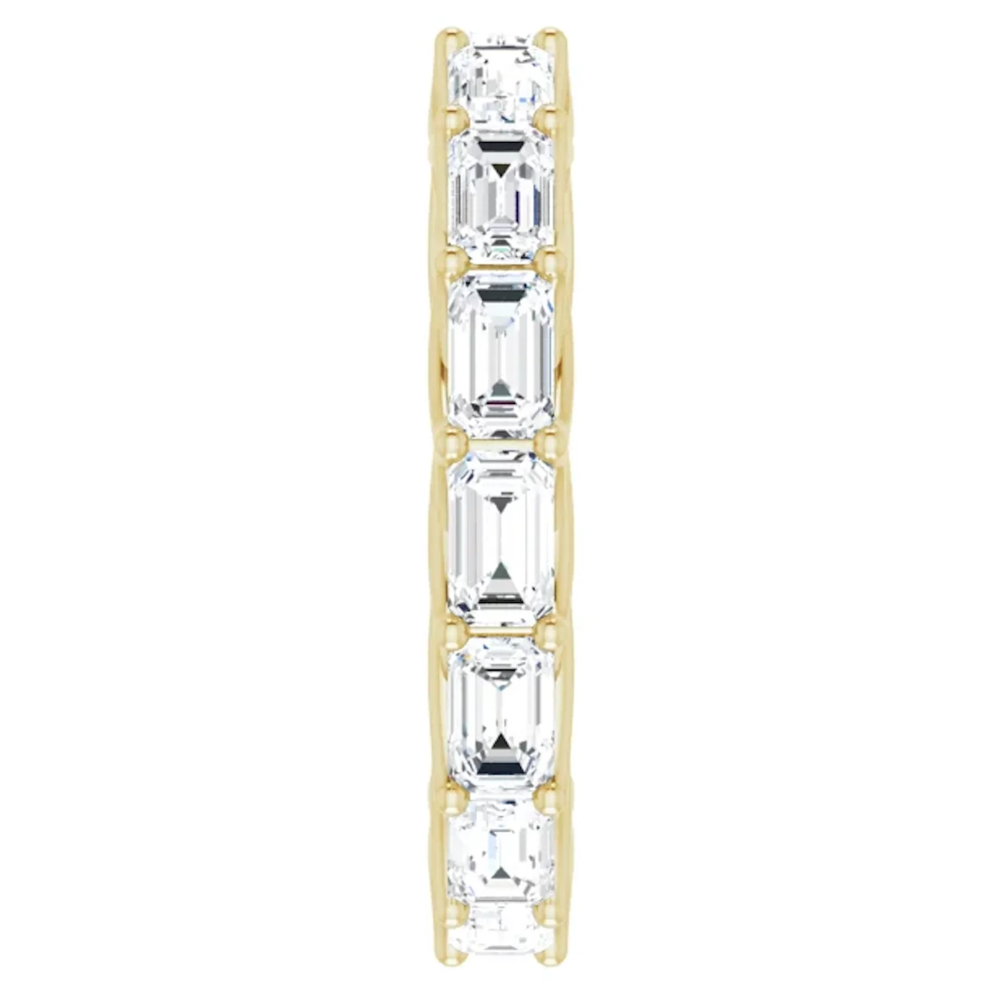 MUZU 5 Carat Emerald-Cut Diamond Eternity Ring Yellow Gold 30 pointer G Color VS1 Clarity Shared Prong Band By Mike Nekta NYC