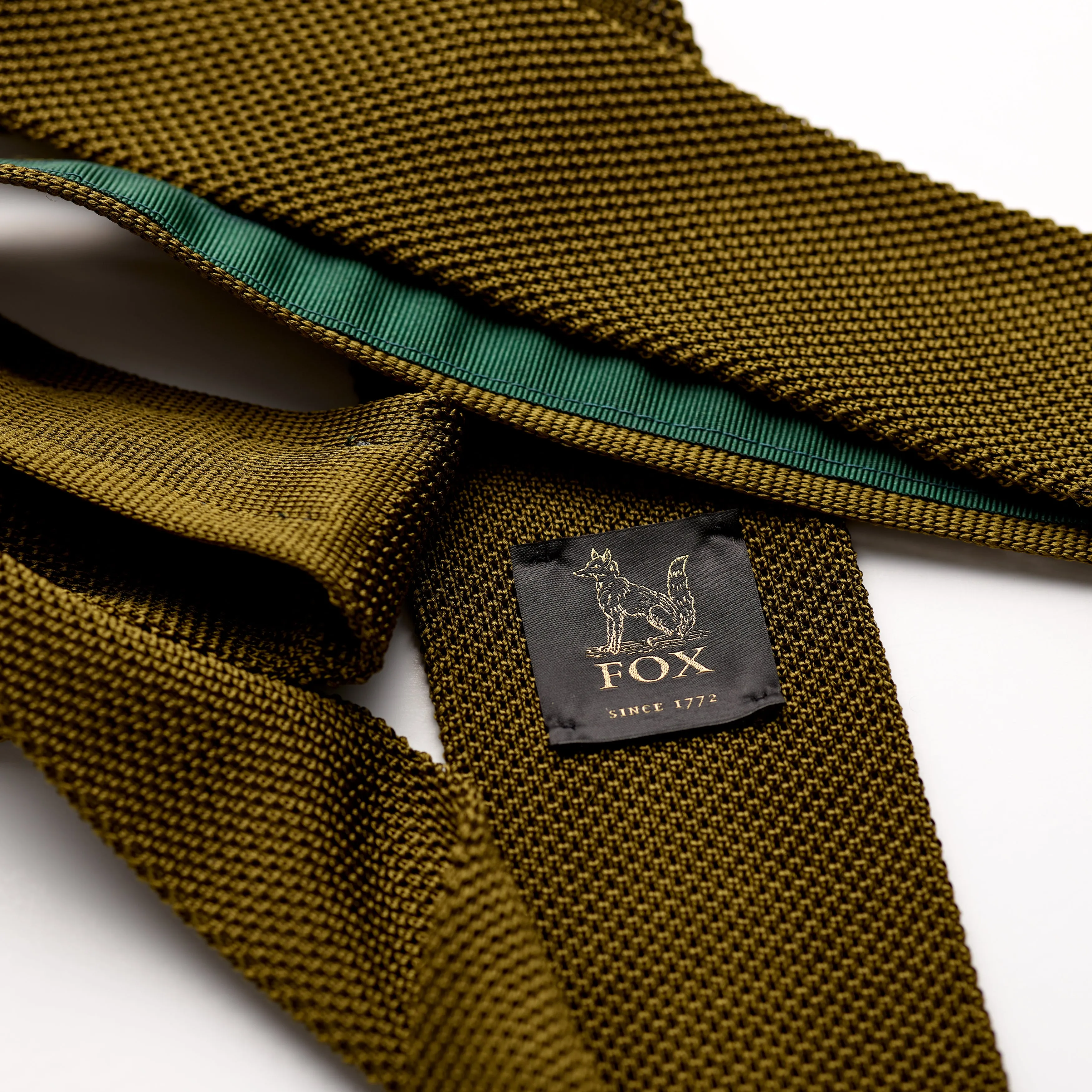 Olive Green Plain Silk Knitted Tie