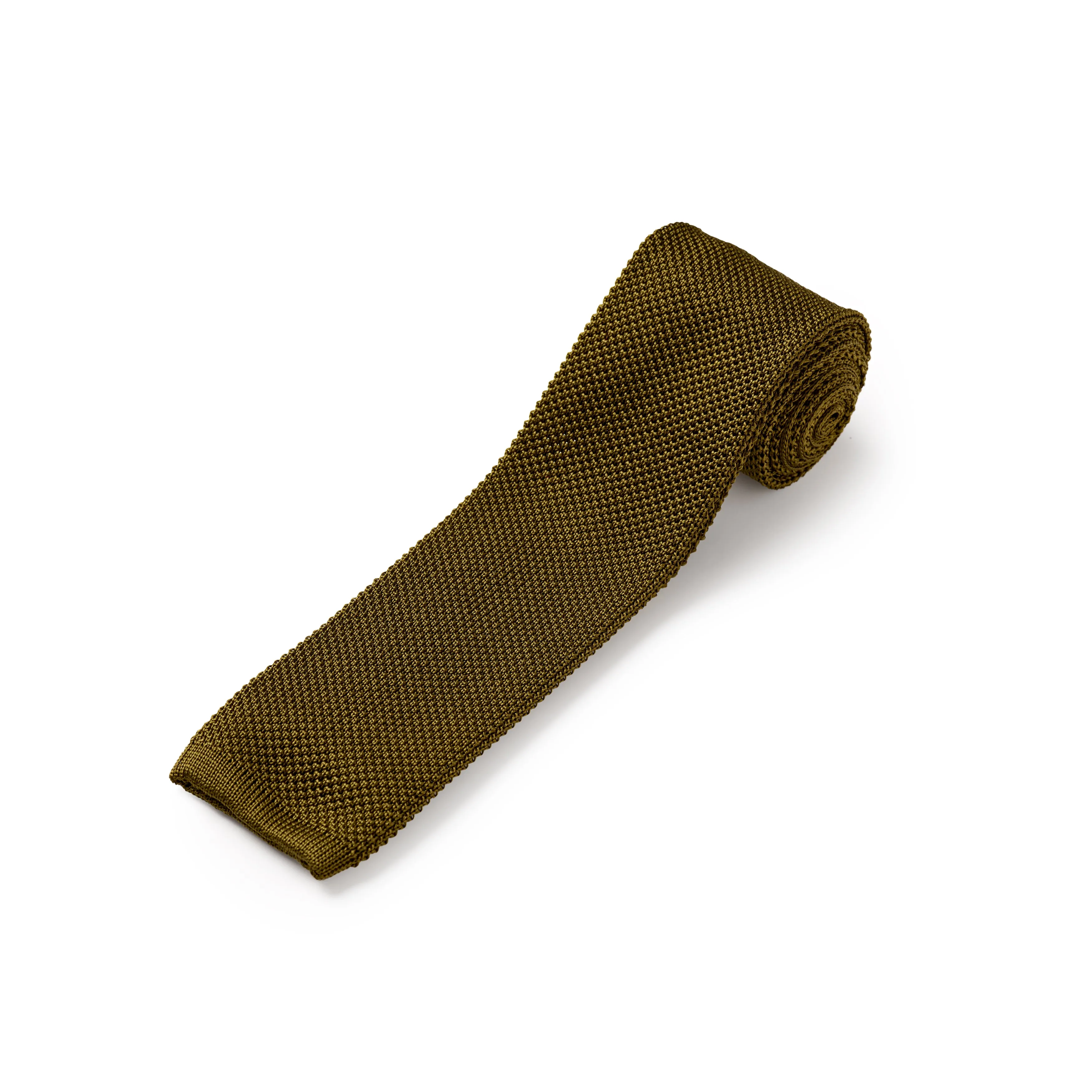 Olive Green Plain Silk Knitted Tie