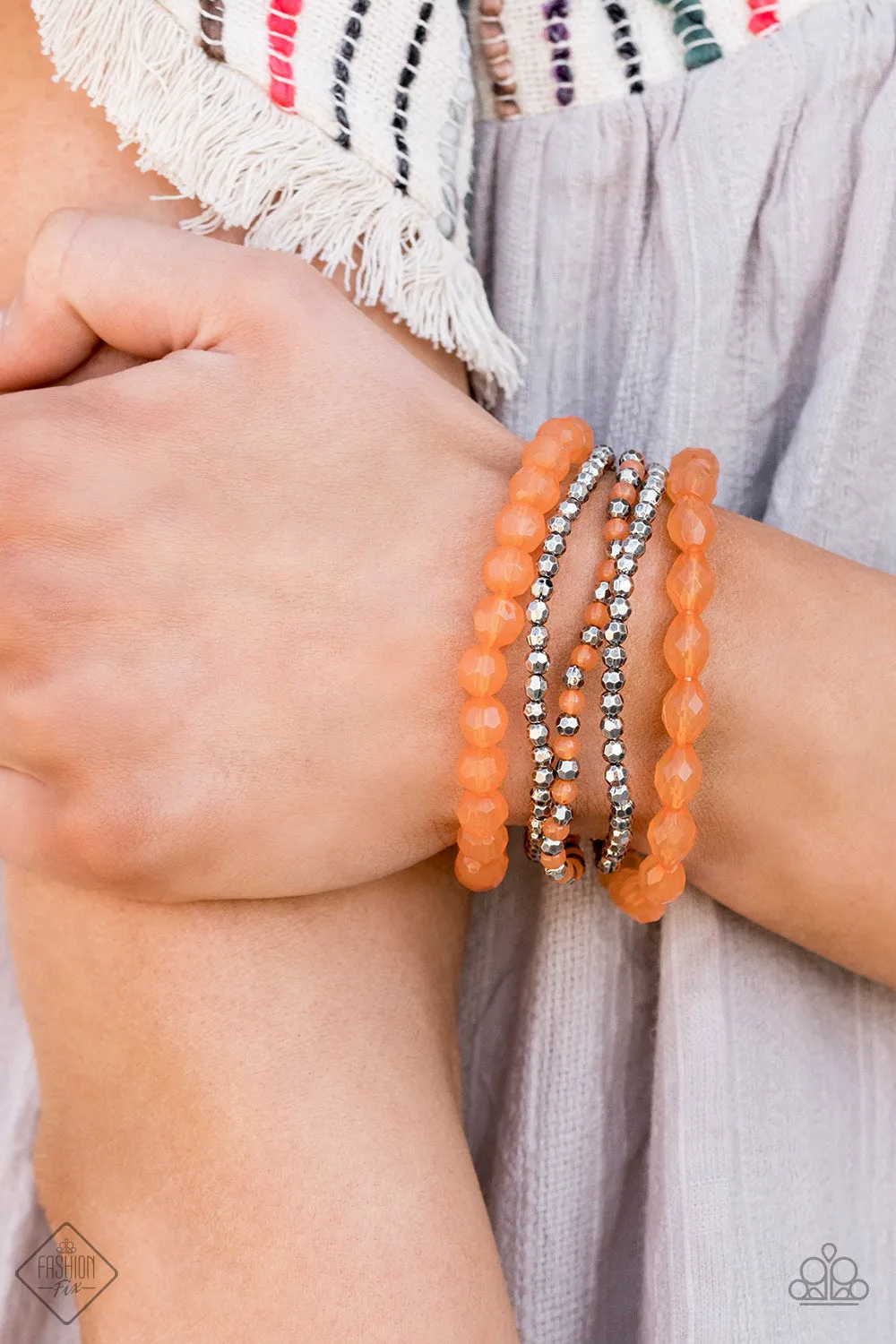 Paparazzi Accessories - Sugary Sweet #GM-0620 - Orange Bracelet Fashion Fix June 2020