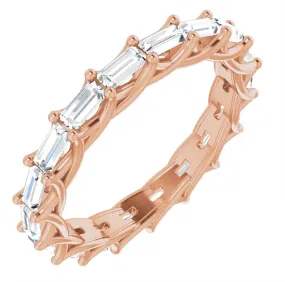 PARIS 2 Carat Baguette-Cut Diamond Eternity Ring Rose Gold 15 pointer G Color VS1 Clarity Lucida Prong Band By Mike Nekta NYC