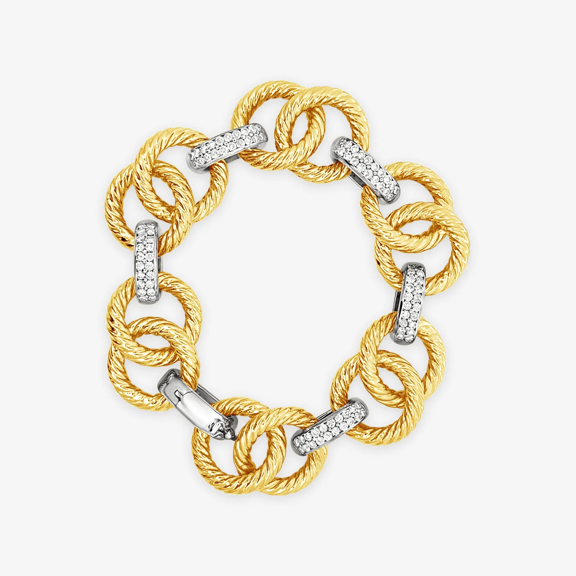 Pave Diamond & Gold Links Bracelet