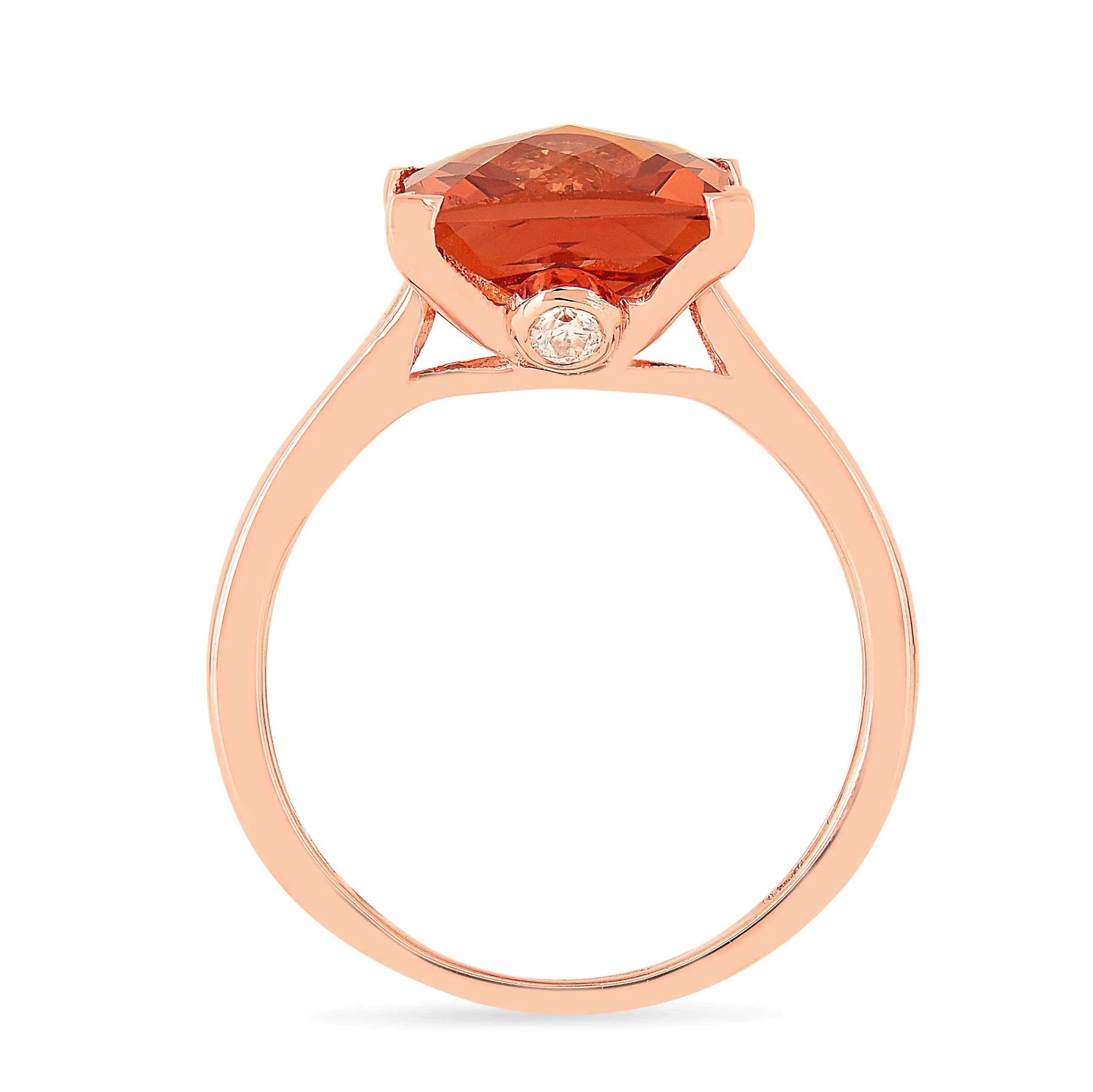 Peach Sapphire Cushion Rose Gold Ring