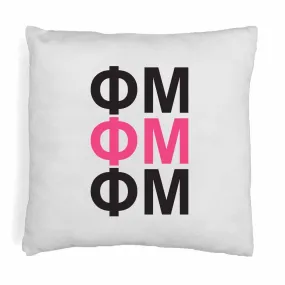 Phi Mu Throw Pillow Cover with Greek Letters