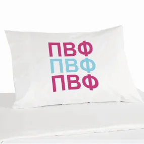 Pi Beta Phi Sorority Letters in Sorority Colors Pillowcase