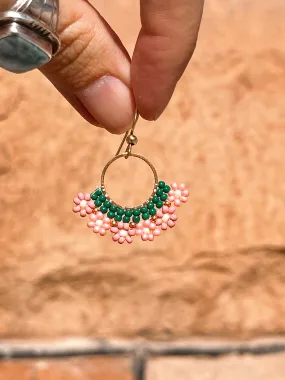 Pink Bouquet Handbeaded Earrings