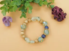 Prehnite, Lapis, Bone and African Sandcast Bracelet