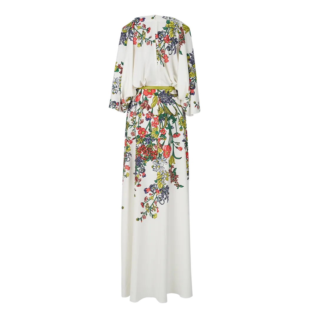 Printed Crepe Long Dress