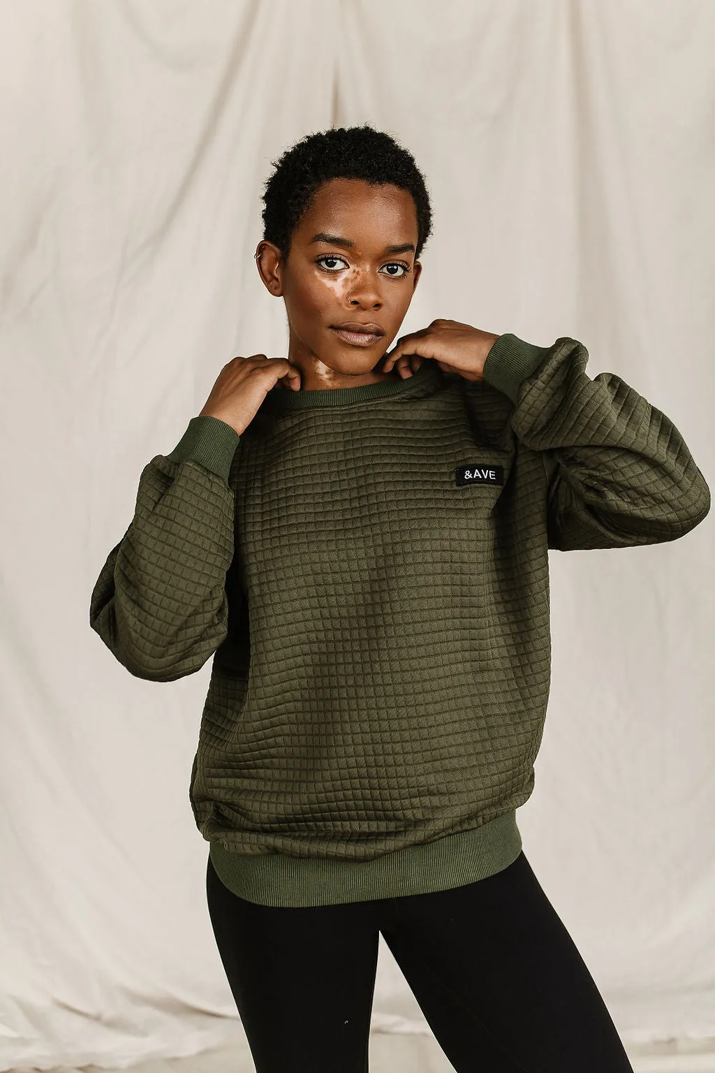 Quilted Pullover- Olive & Ave