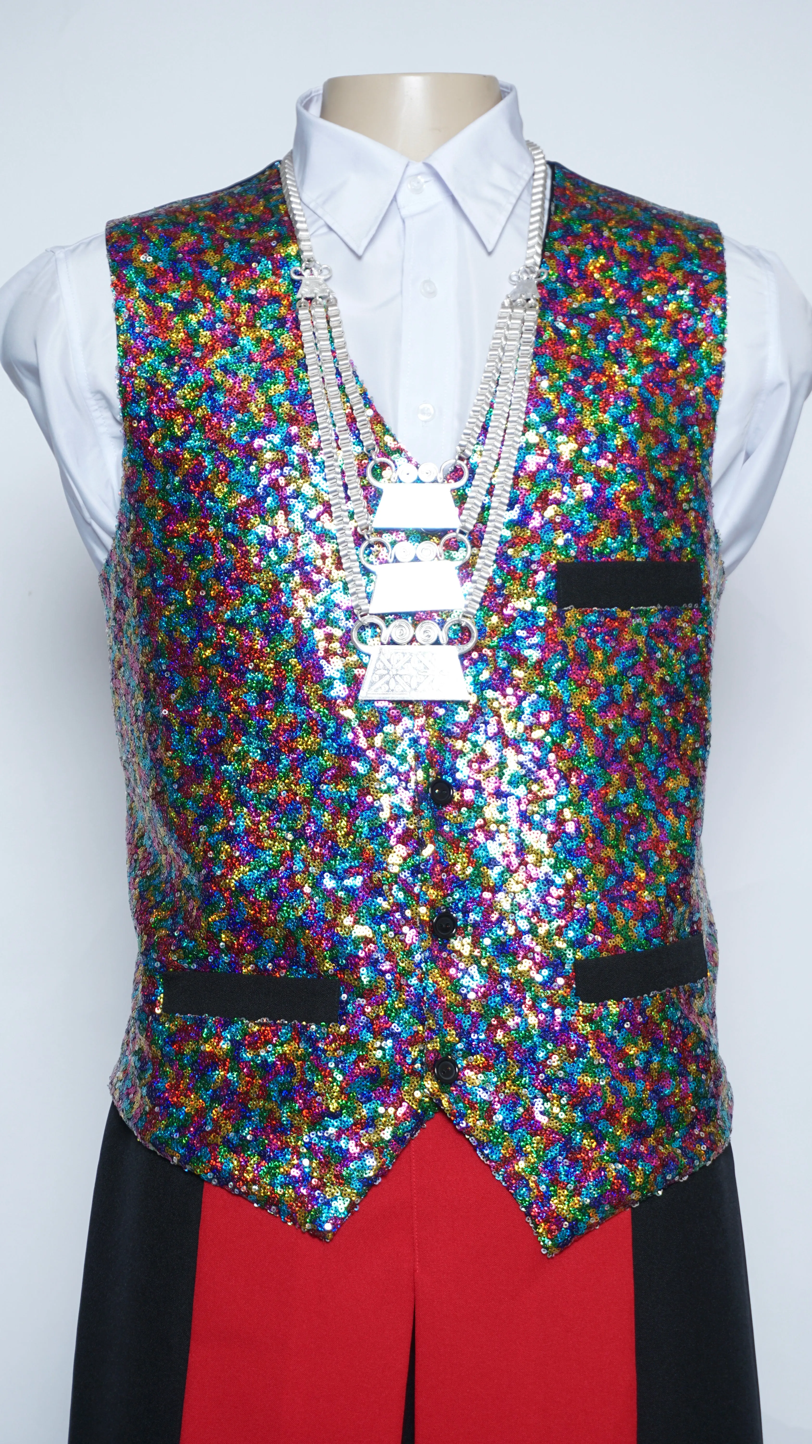 Rainbow Sequins Vest