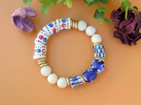 Red, White and Blue Krobo Bracelet