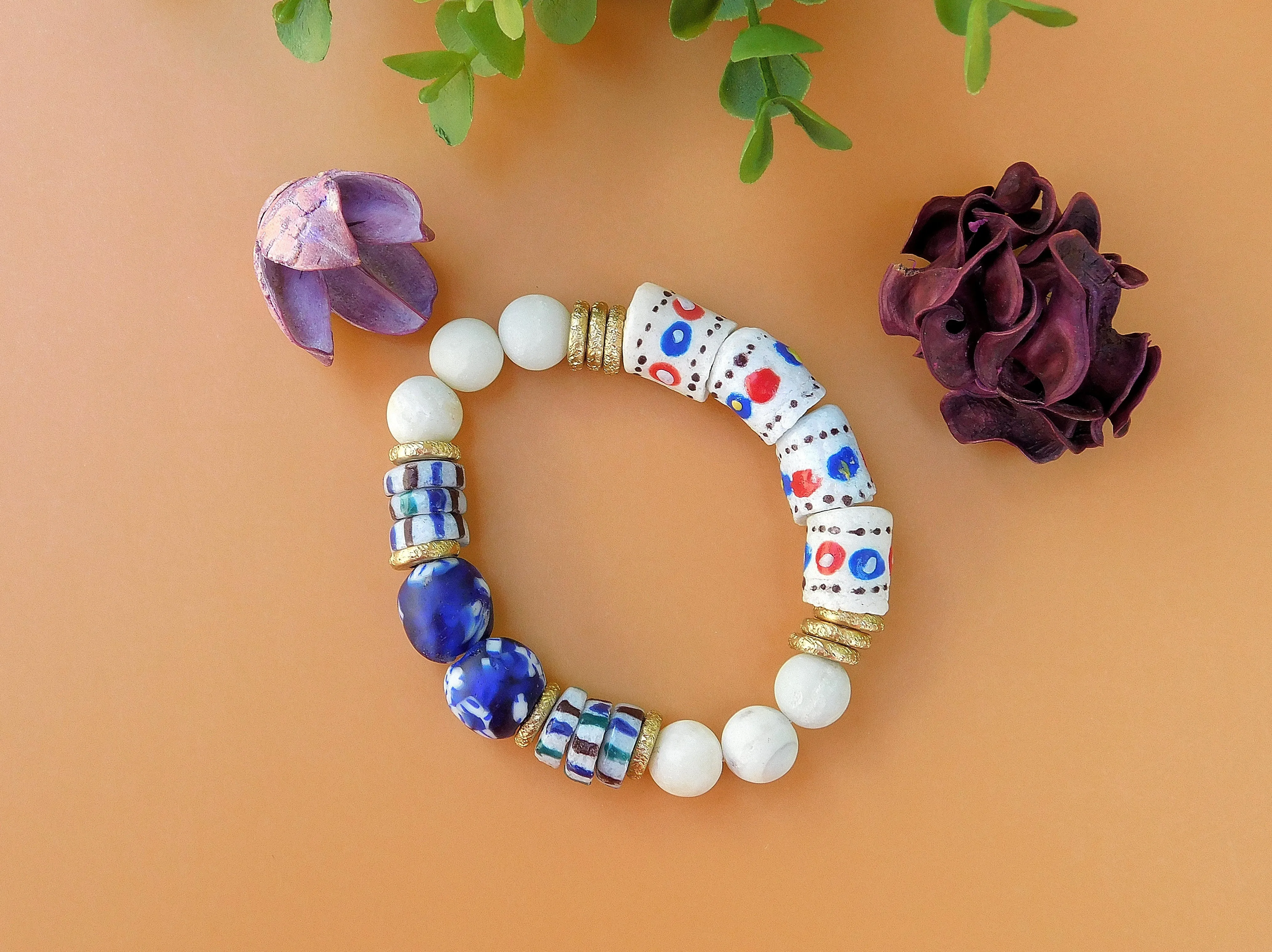 Red, White and Blue Krobo Bracelet