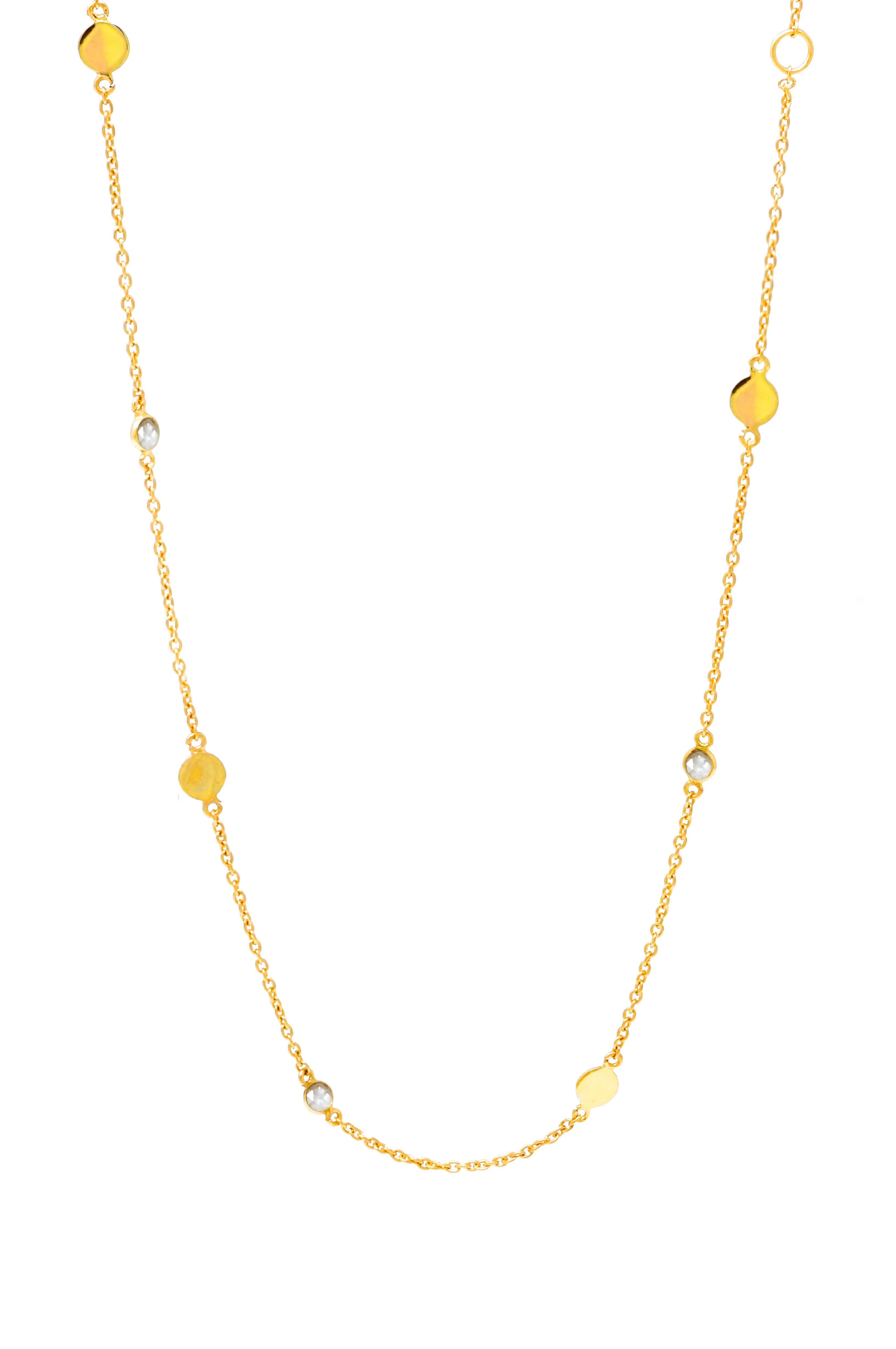 Retro Sparkle Station Gold Plated Sterling Silver Chain Necklace