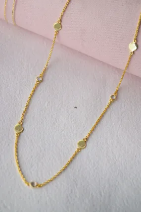 Retro Sparkle Station Gold Plated Sterling Silver Chain Necklace