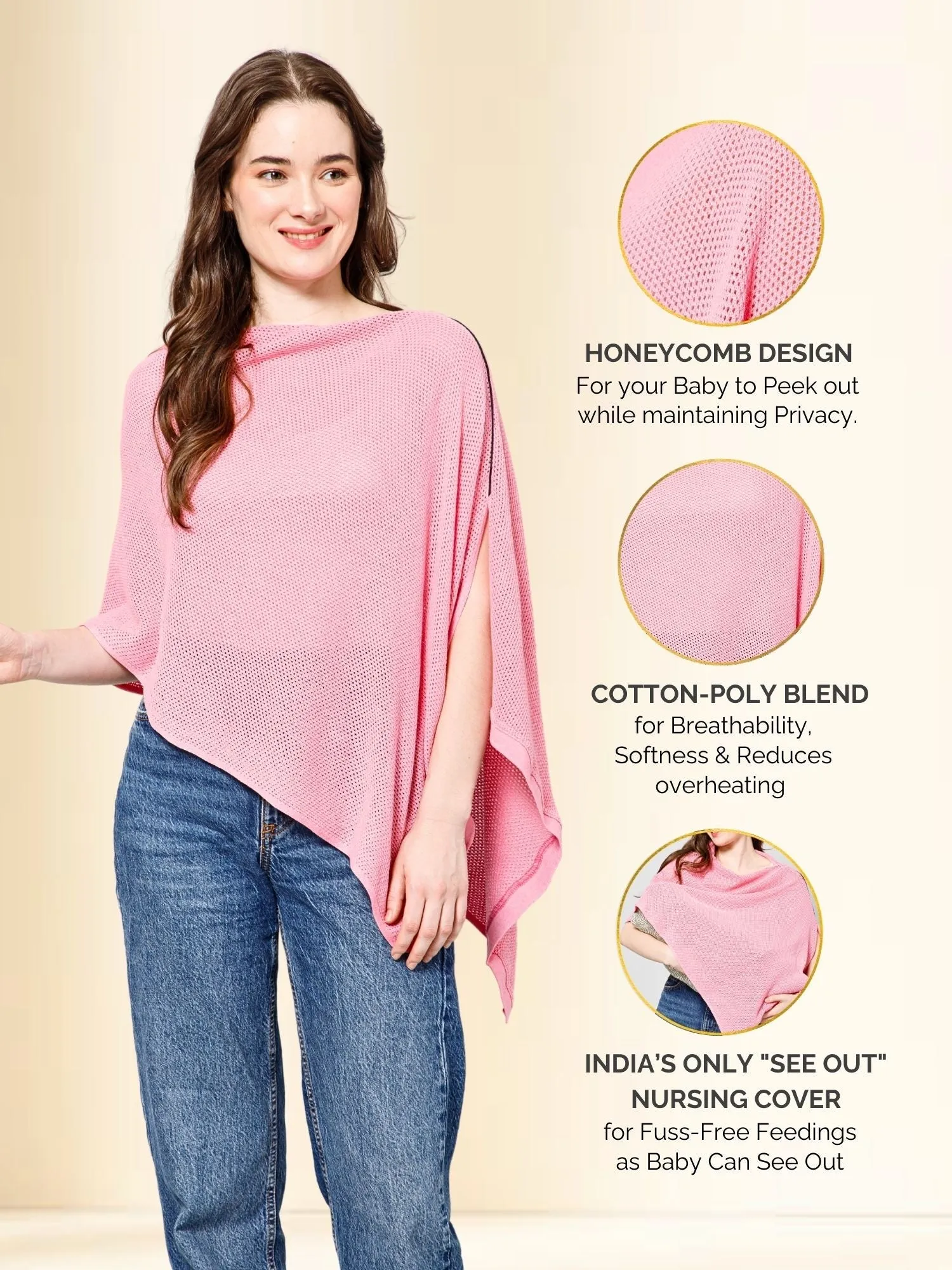 Rosy Pink Honeycomb Feeding & Nursing Cover