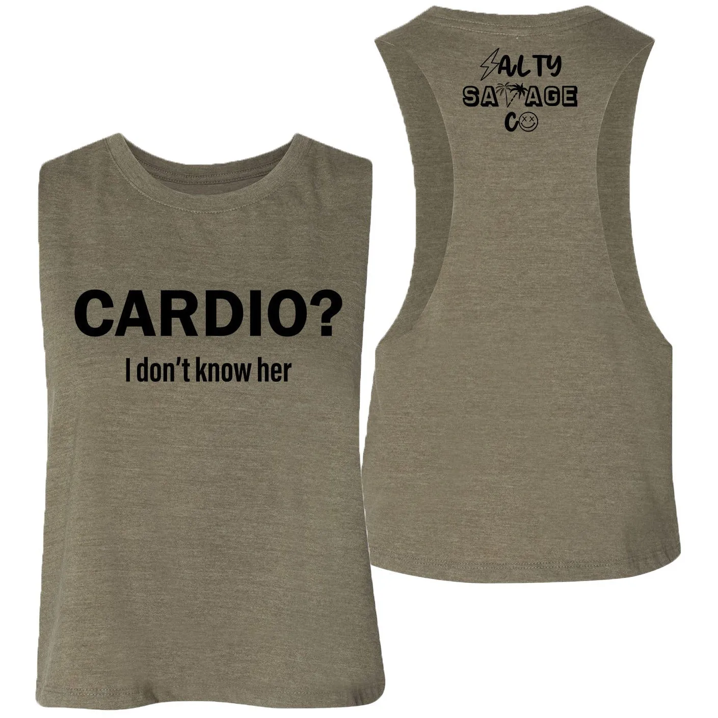 Salty Savage Ladies "Cardio?" Flowy Crop Tank