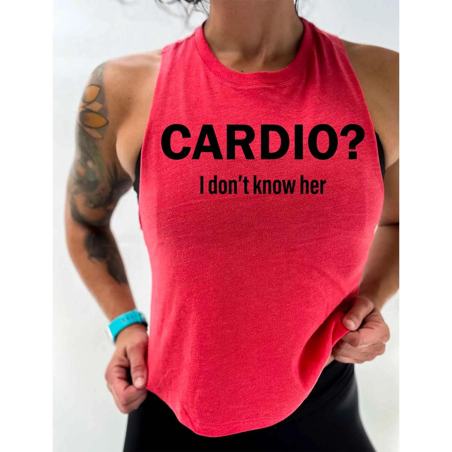 Salty Savage Ladies "Cardio?" Flowy Crop Tank