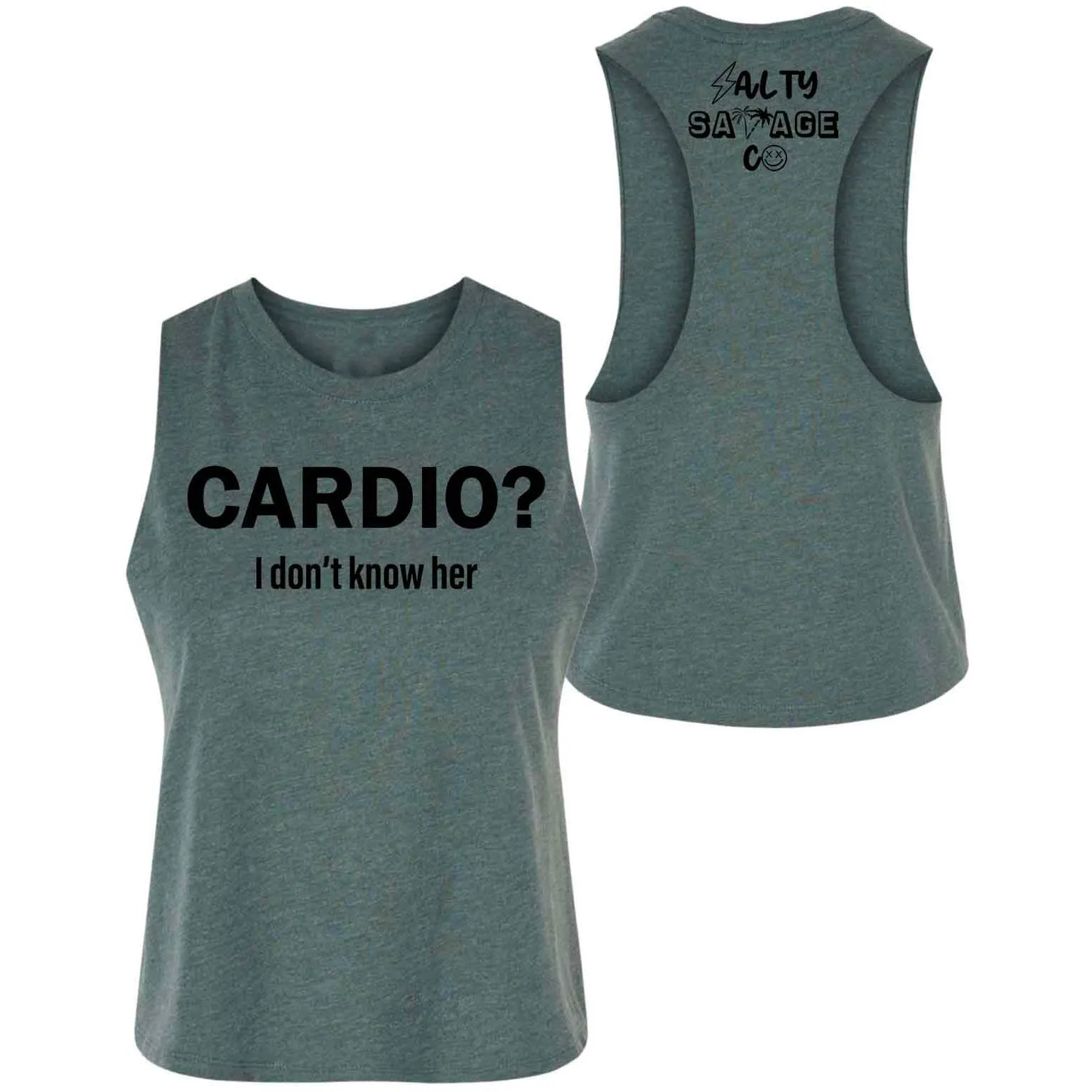 Salty Savage Ladies "Cardio?" Flowy Crop Tank