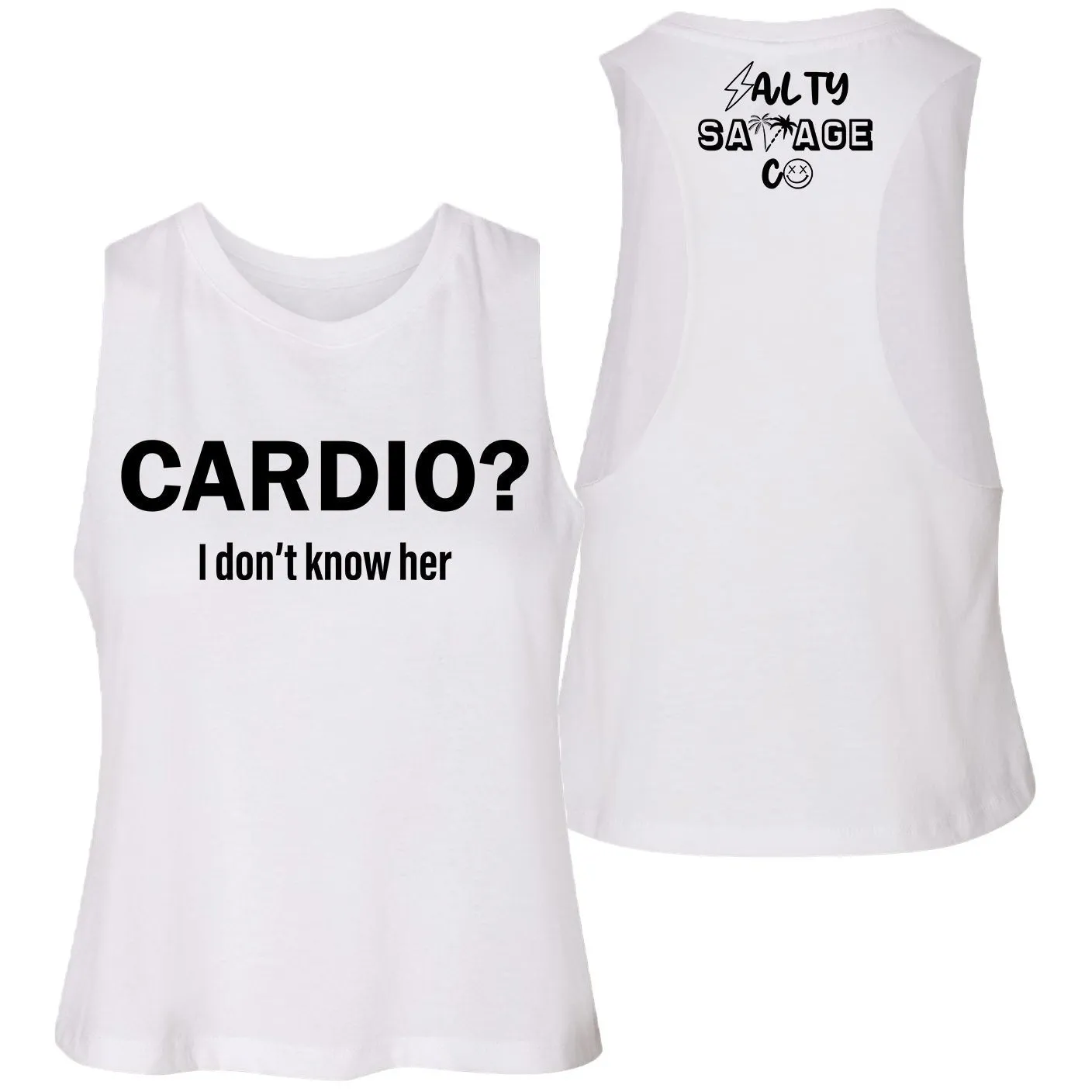 Salty Savage Ladies "Cardio?" Flowy Crop Tank