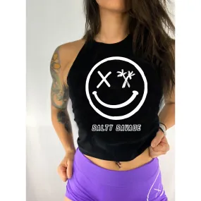 Salty Savage Ladies "Digital Splice Smile" Flowy Crop Tank