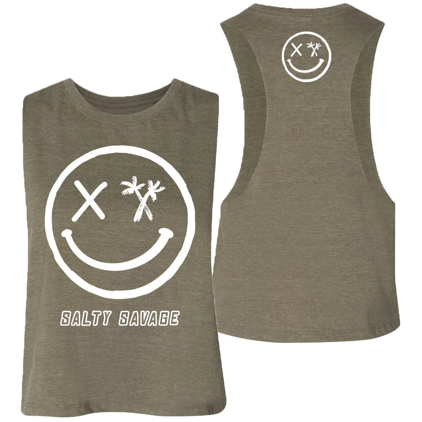 Salty Savage Ladies "Digital Splice Smile" Flowy Crop Tank