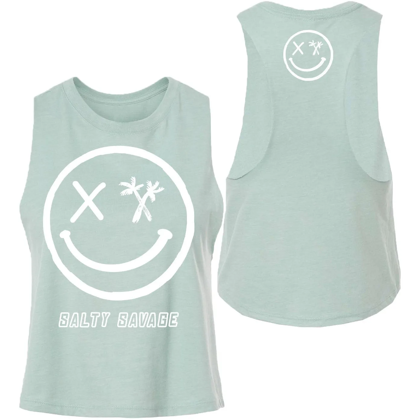 Salty Savage Ladies "Digital Splice Smile" Flowy Crop Tank