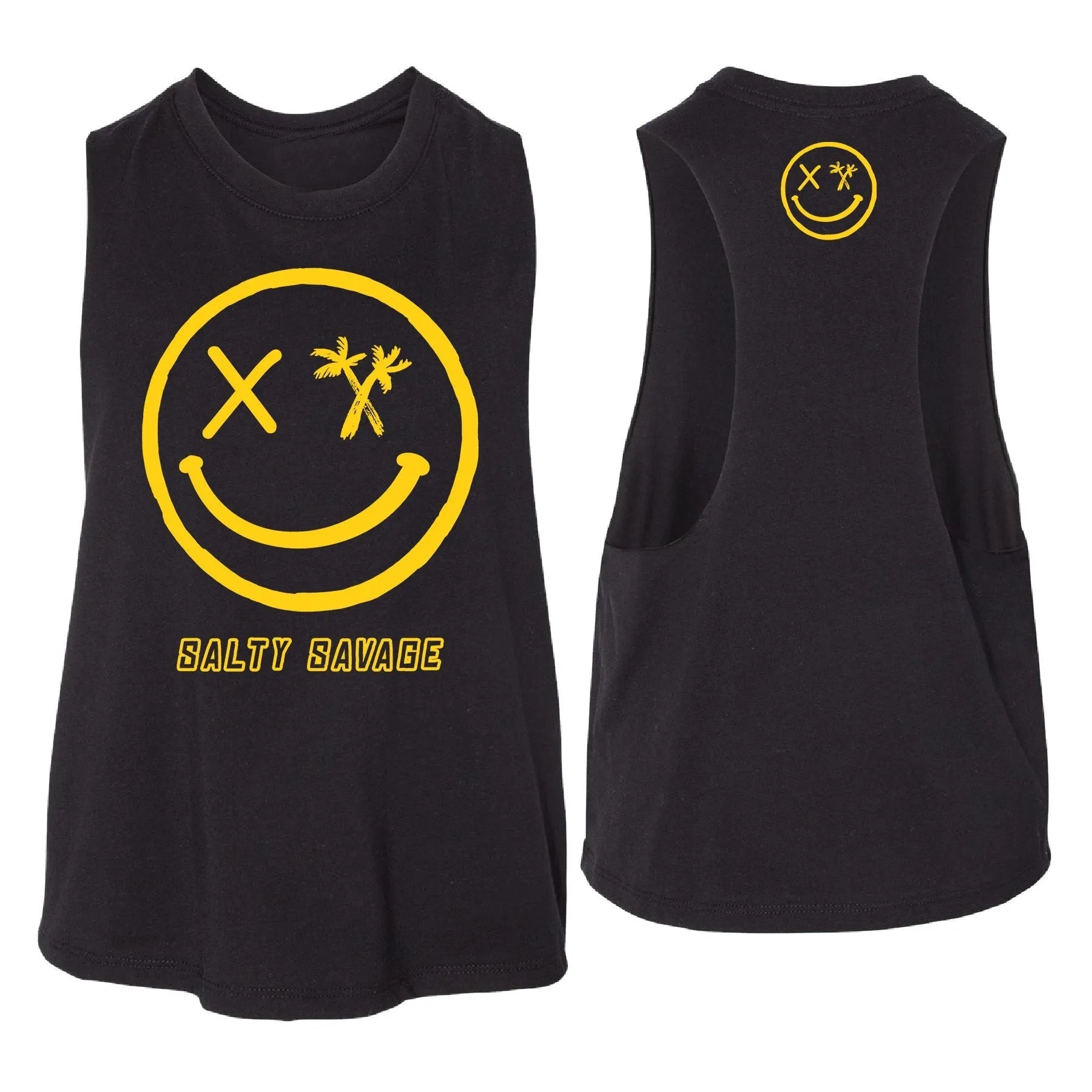 Salty Savage Ladies "Digital Splice Smile" Flowy Crop Tank