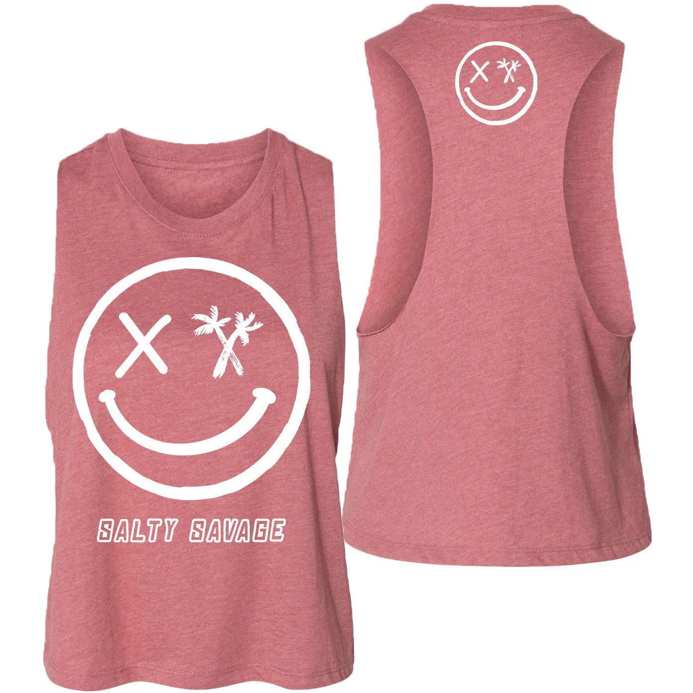 Salty Savage Ladies "Digital Splice Smile" Flowy Crop Tank