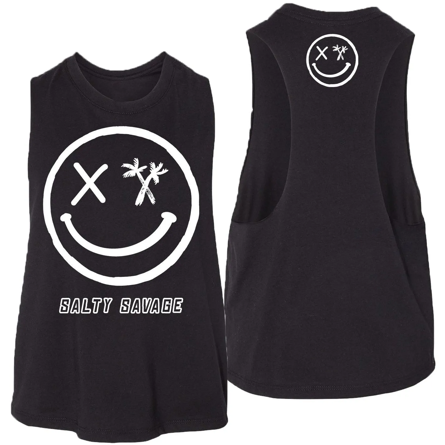 Salty Savage Ladies "Digital Splice Smile" Flowy Crop Tank