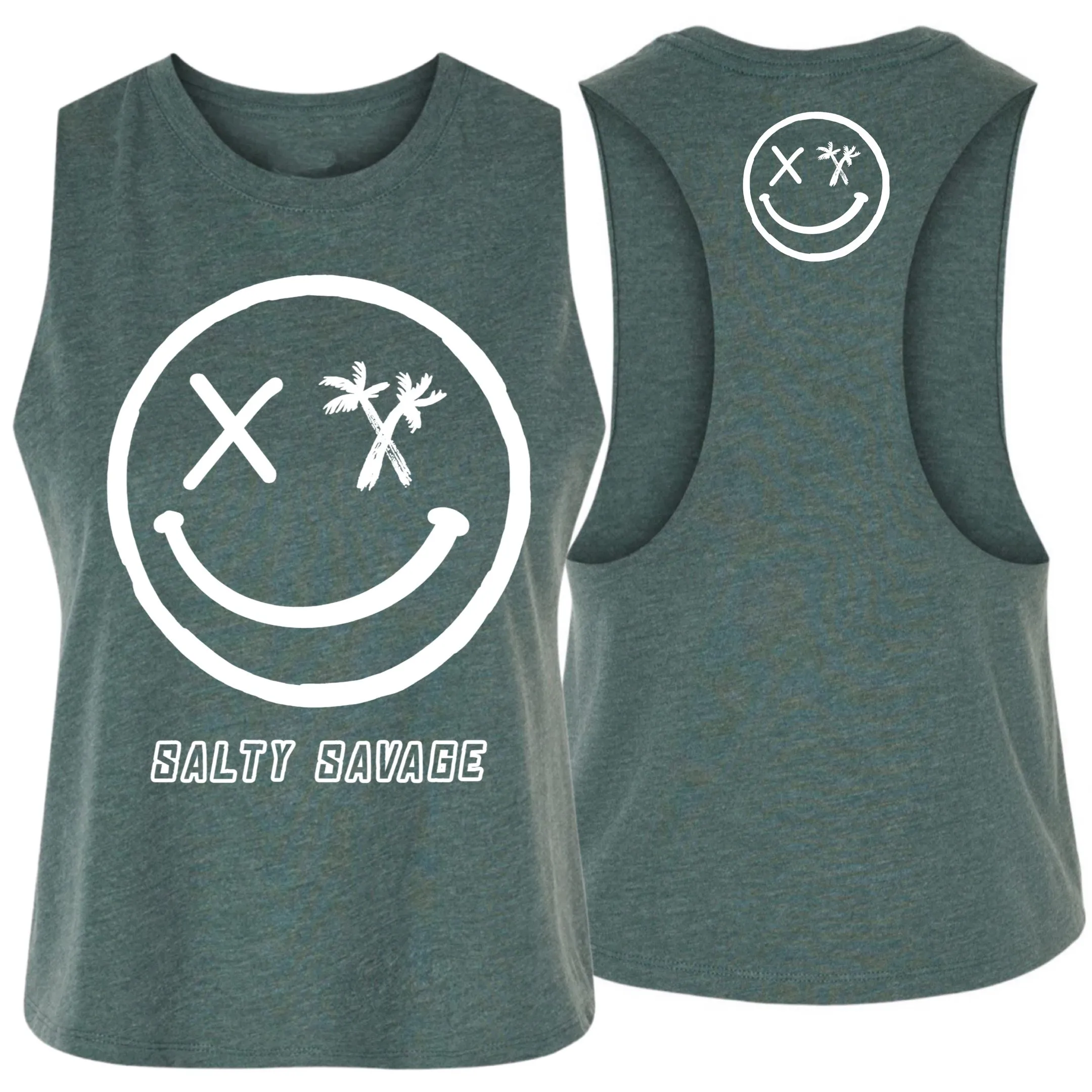 Salty Savage Ladies "Digital Splice Smile" Flowy Crop Tank