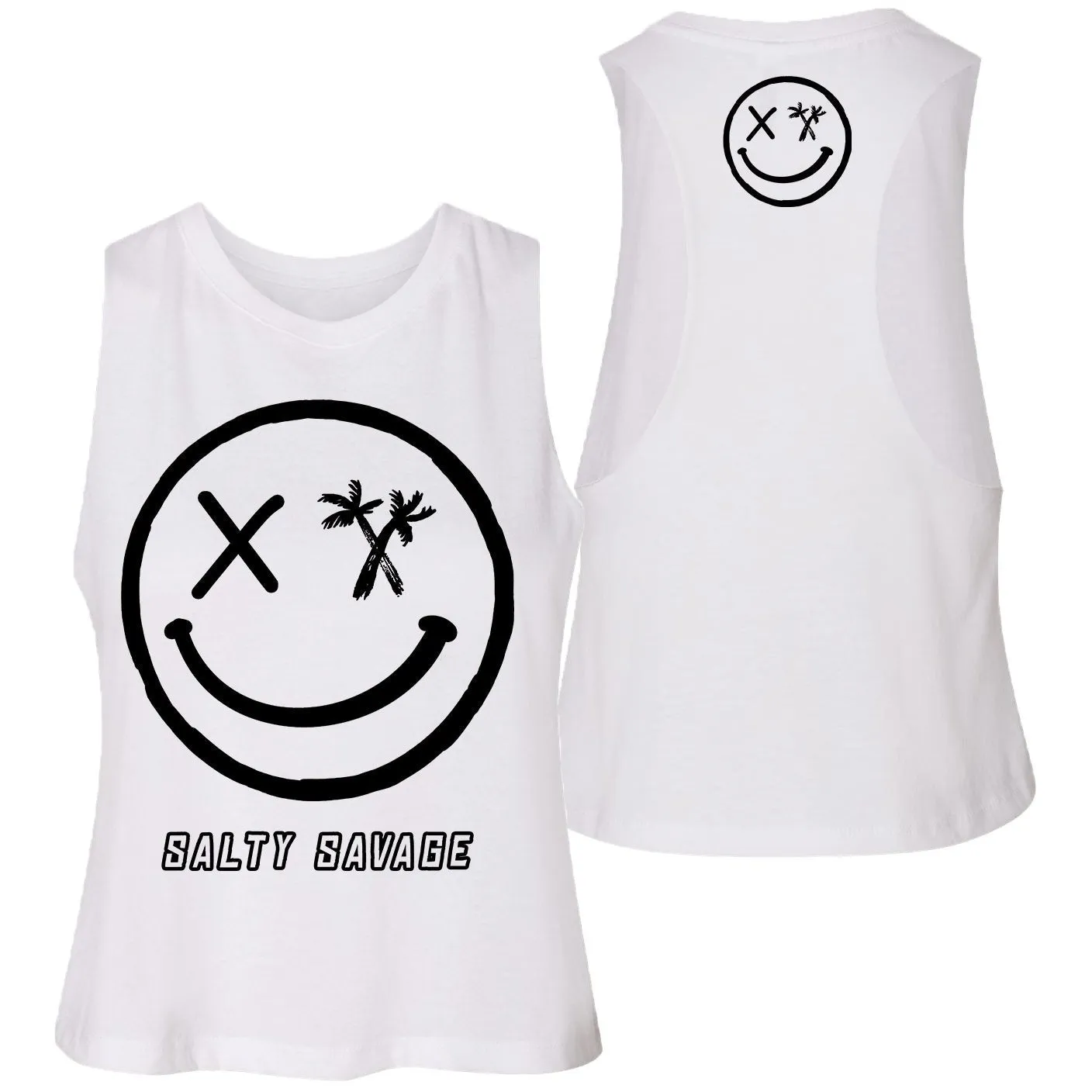 Salty Savage Ladies "Digital Splice Smile" Flowy Crop Tank