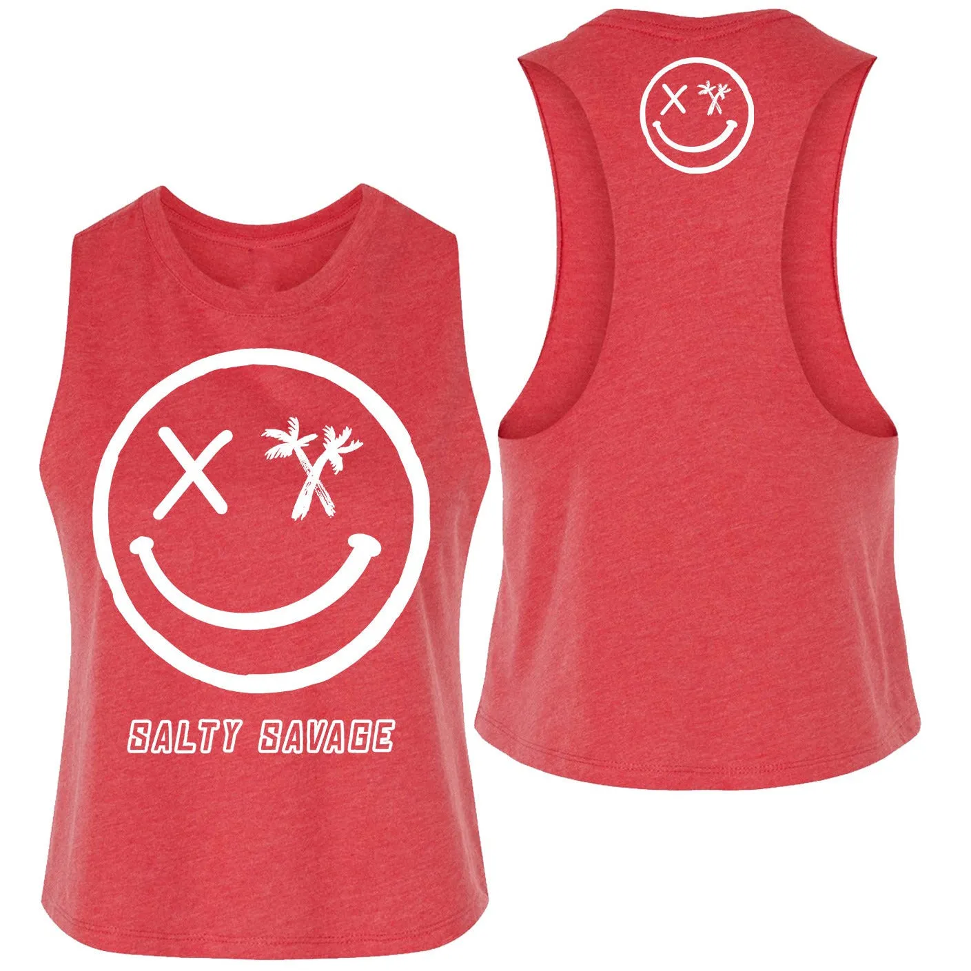 Salty Savage Ladies "Digital Splice Smile" Flowy Crop Tank