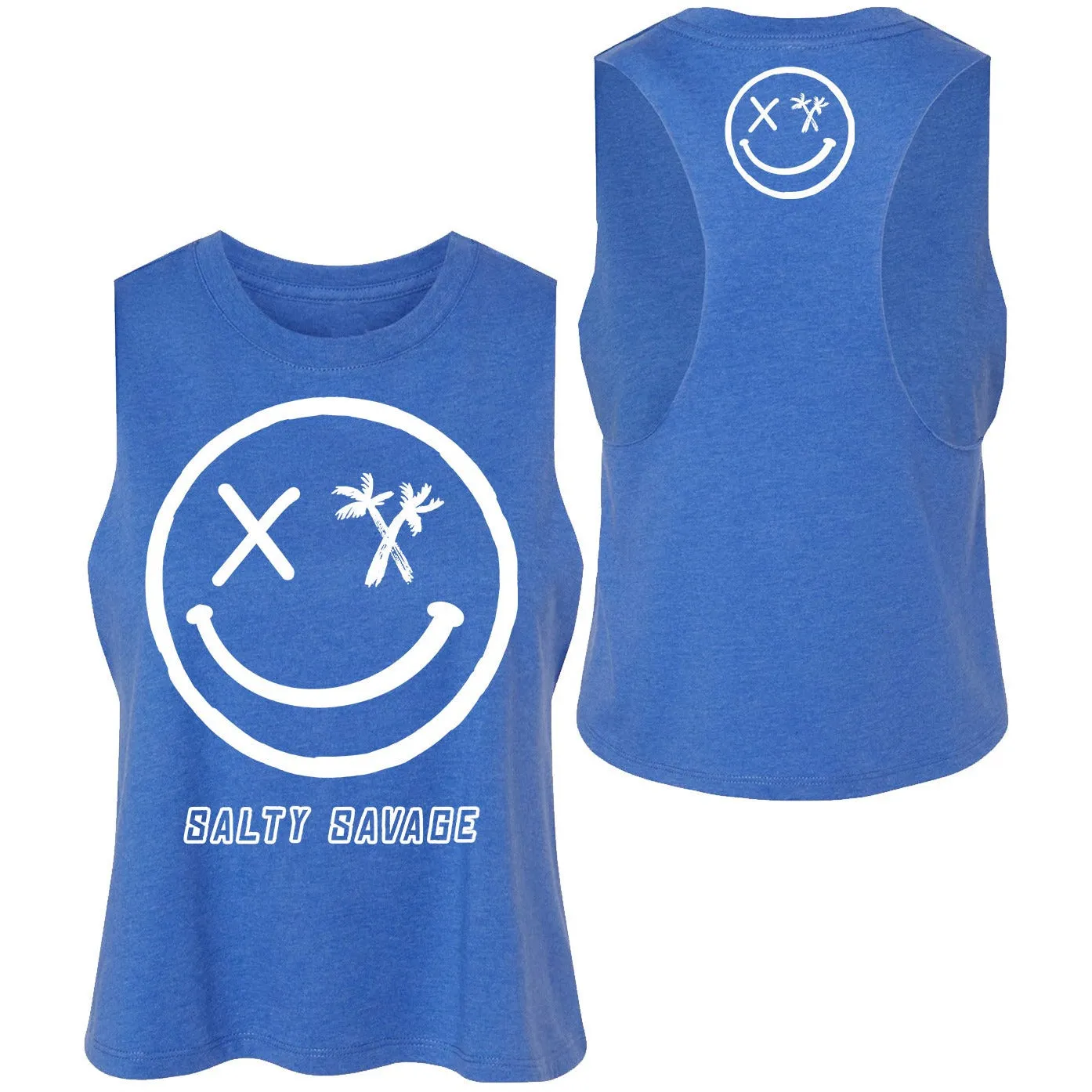 Salty Savage Ladies "Digital Splice Smile" Flowy Crop Tank