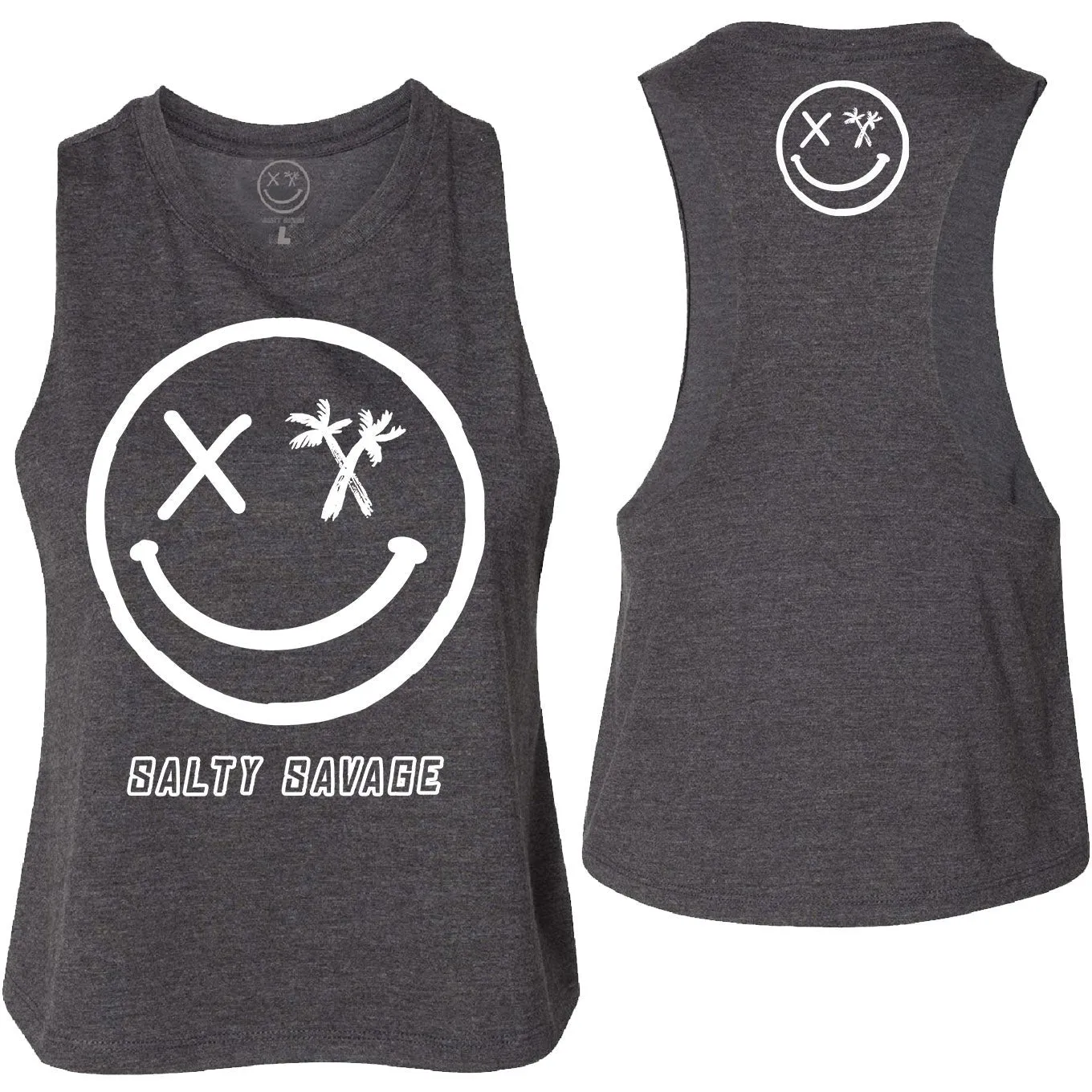 Salty Savage Ladies "Digital Splice Smile" Flowy Crop Tank