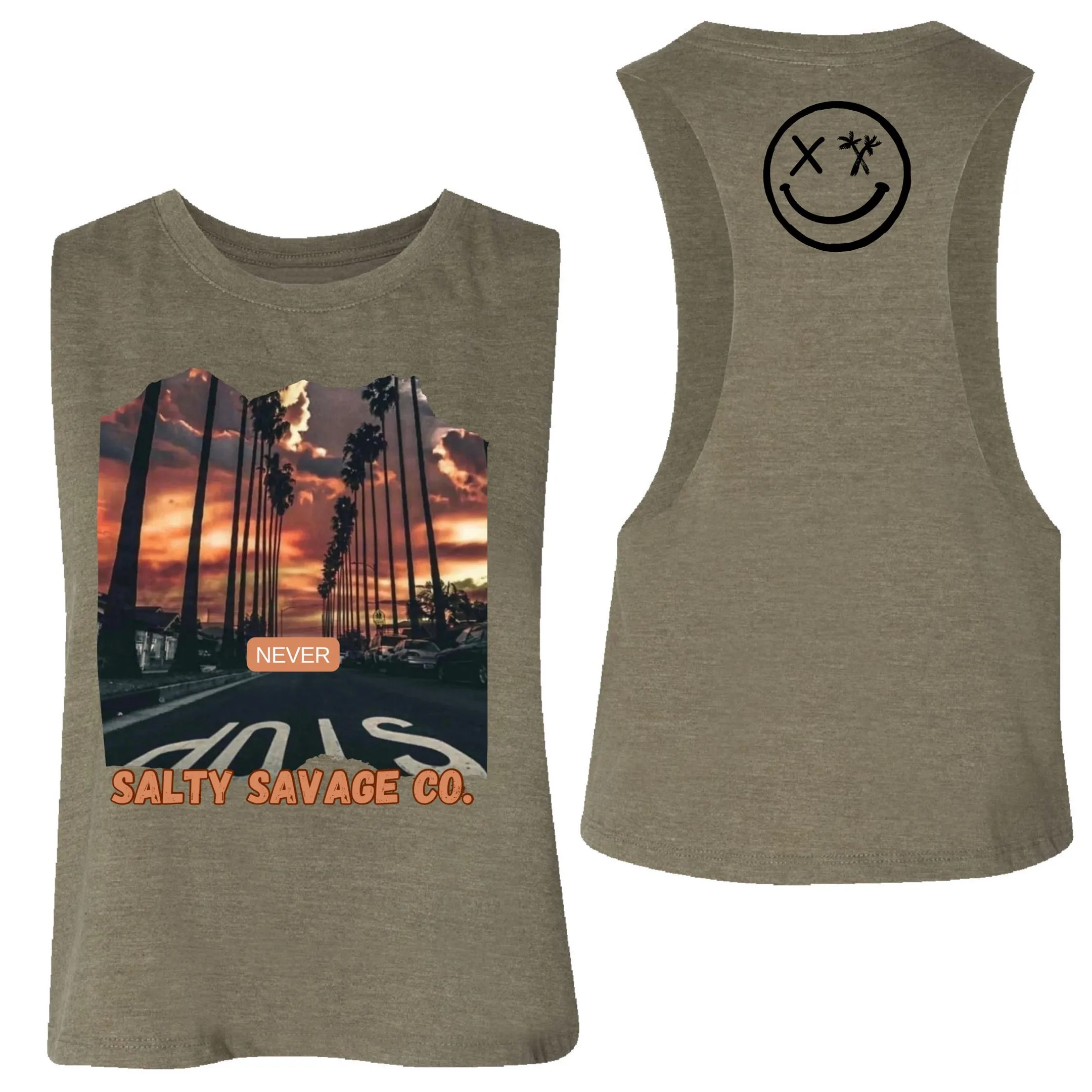 Salty Savage Ladies "NEVER STOP" Flowy Crop Tank