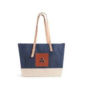 Shoulder Market Bag in Navy "Alphabet Collection"