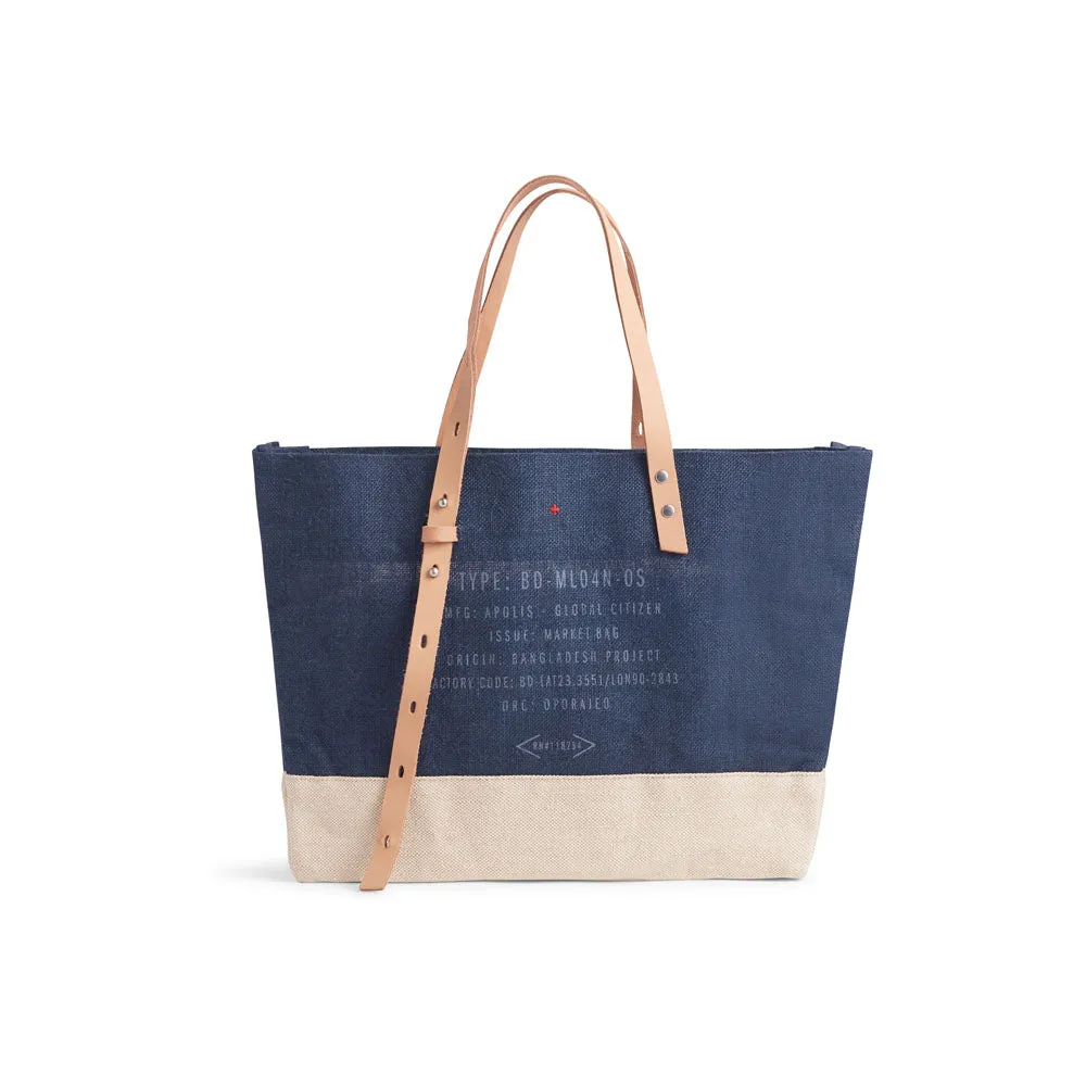 Shoulder Market Bag in Navy "Alphabet Collection"