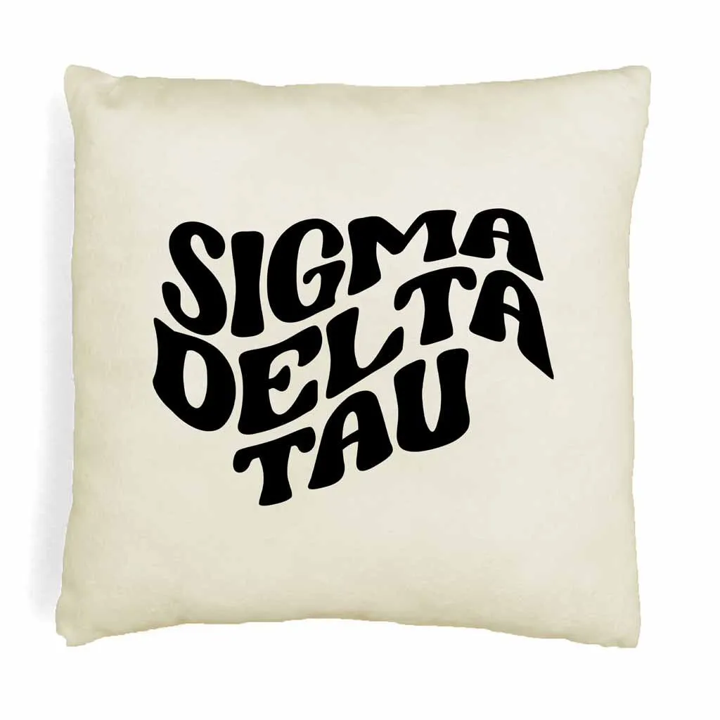 Sigma Delta Tau Greek Mod Design on a Sorority Throw Pillow Cover for Dorm Room or Apartment Decor