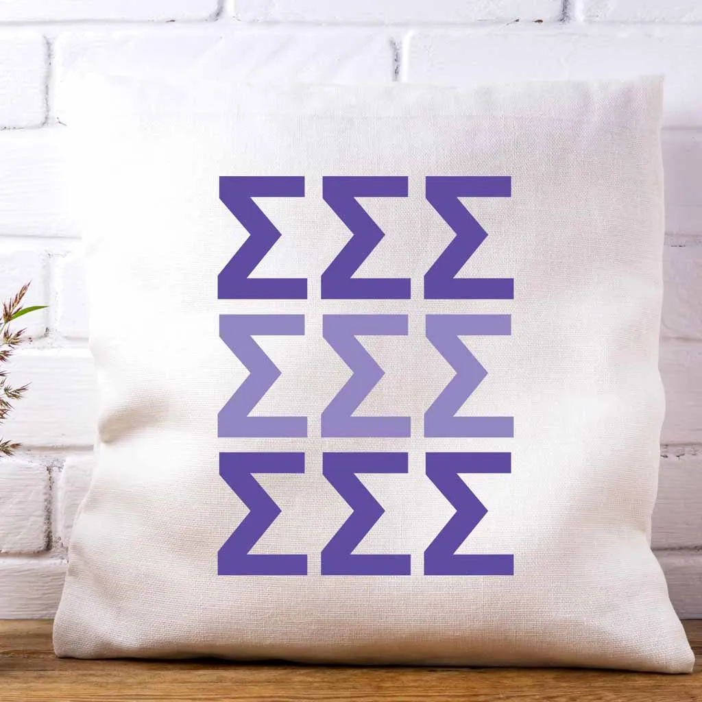 Sigma Sigma Sigma Throw Pillow Cover with Greek Letters