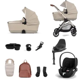 Silver Cross Dune with First Bed Folding Carrycot and Cloud T Ultimate Pack - Stone