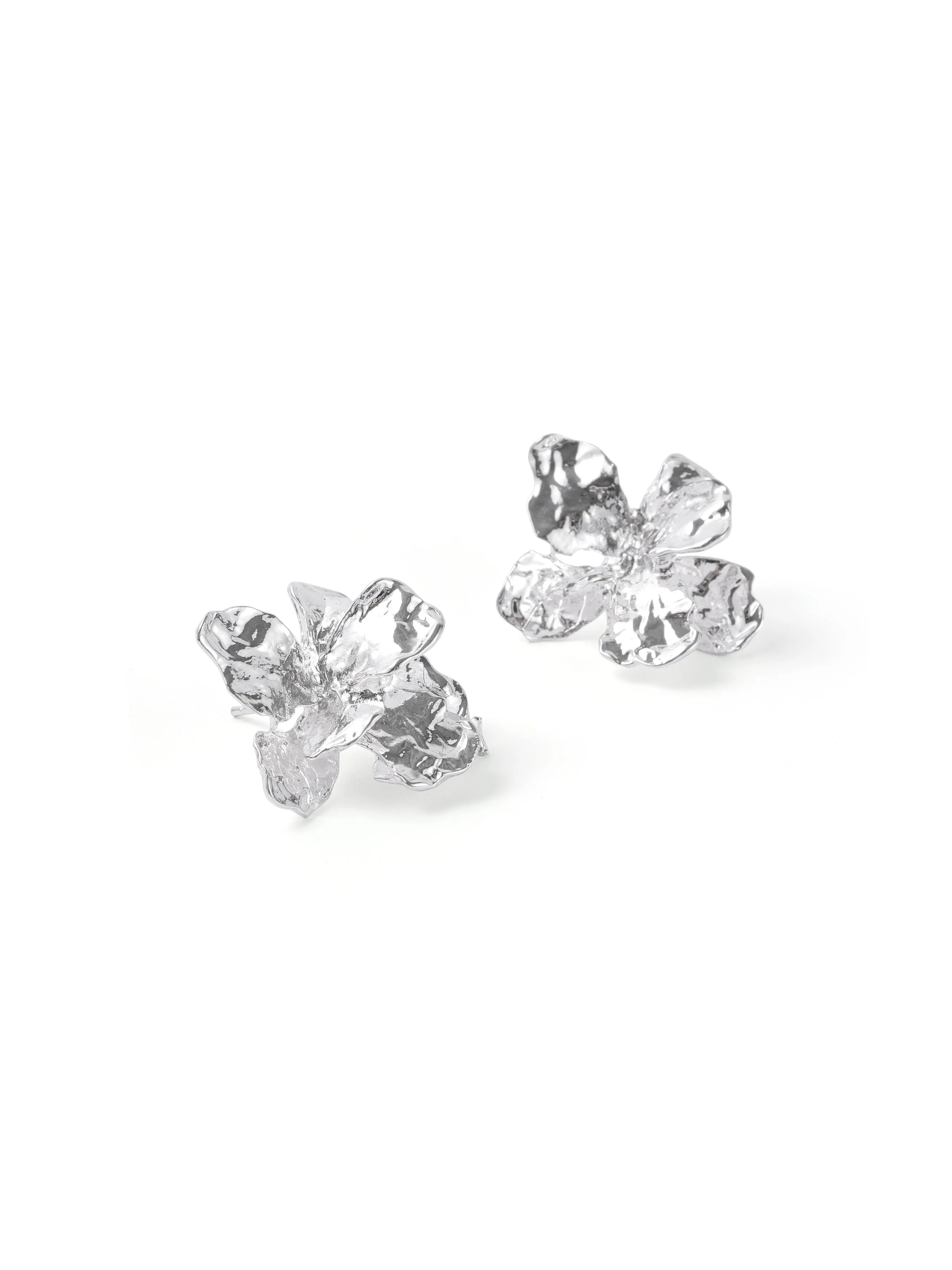 Silver Floral Earrings