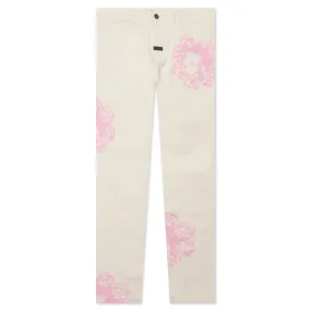 Special Printed Denim Pant - Natural