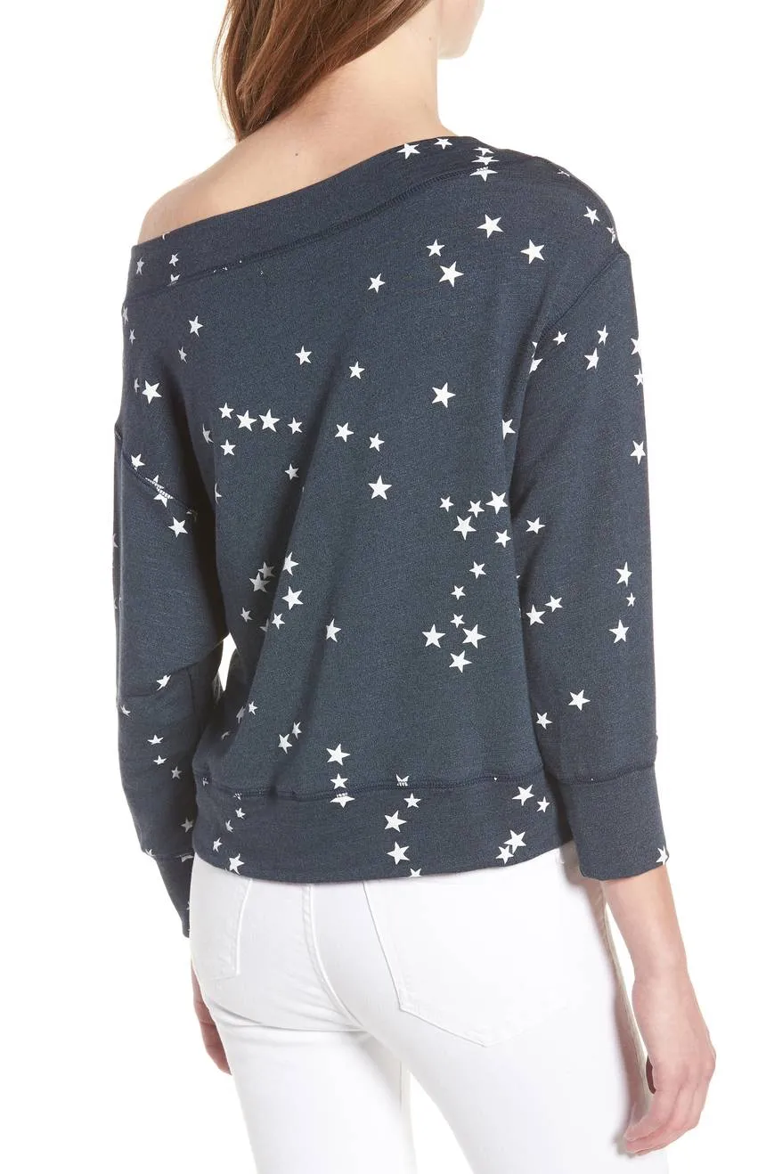 Sundry Stars Off Shoulder Pullover Sweater