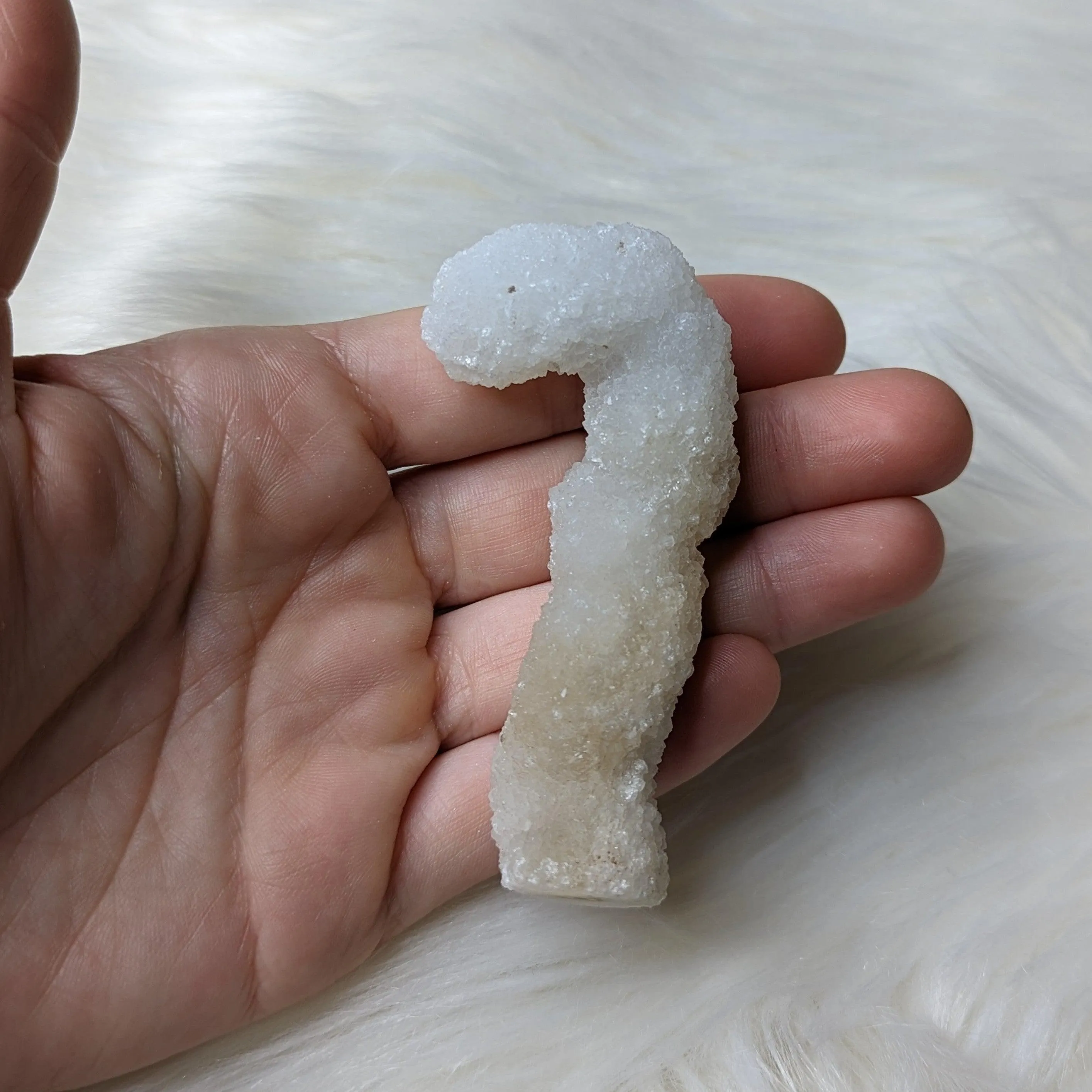 Sweet & Frosty Candy-Cane Shaped Chalcedony Stalactite Specimen