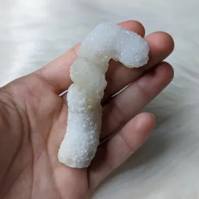 Sweet & Frosty Candy-Cane Shaped Chalcedony Stalactite Specimen